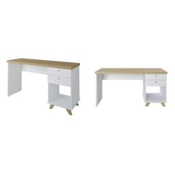 Kit Home Office e Escritório Completo para 2 Pessoas - 2 Peças - Escrivaninha Sky Retrô - 2