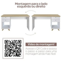 Kit Home Office e Escritório Completo para 2 Pessoas - 2 Peças - Escrivaninha Sky Retrô - 5