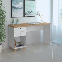 Kit Home Office e Escritório Completo para 2 Pessoas - 2 Peças - Escrivaninha Sky Retrô - 12