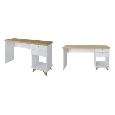 Kit Home Office e Escritório Completo para 2 Pessoas - 2 Peças - Escrivaninha Sky Retrô