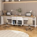 Ver imagem 1 de Kit Home Office e Escritório Completo para 2 Pessoas - 2 Peças - Escrivaninha Sky Retrô