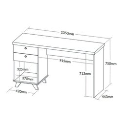 Kit Home Office e Escritório Completo para 2 Pessoas - 2 Peças - Escrivaninha Sky Retrô - 4