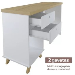 Kit Home Office e Escritório Completo para 2 Pessoas - 2 Peças - Escrivaninha Sky Retrô - 6