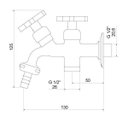 Ver imagem 2 de Torneira para Tanque de Parede Meber com Adaptador para Máquina 1131 C 22 1/2 1/4V