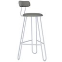 Ver imagem 3 de Kit 03 Banqueta Alta Bar Cozinha Sala de Jantar Áris C01 Branco Courino Cinza - Lyam Decor