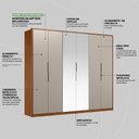 Ver imagem 5 de Guarda Roupa Casal 6 Portas com Espelho e 6 Gavetas Equador - Nogueira/nude Prime Tx