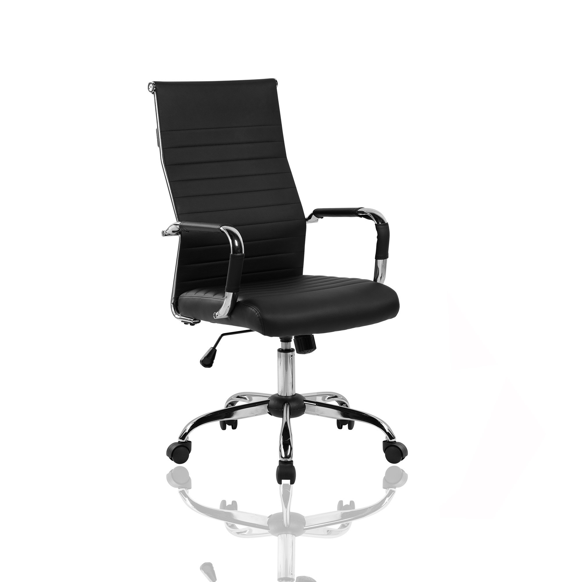 Cadeira Presidente em Couro Pu Pel-1190H Preta Design Charles Eames - 1