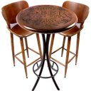 Ver imagem 1 de Cj Mesa Madeira 60cm - Bistrô Fixa 98cm + 2 Banquetas 73 - Natural - Beer Happy Hour