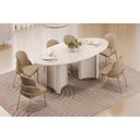 Ver imagem 1 de Sala de Jantar Completa Liz C/ Tampo Madeirado C/ Vidro Oval 218x108cm e 6 Cadeiras Vitta Off White