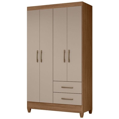Guarda Roupa Solteiro Chile 4p 103 Cm Carvalho Fendi Moval