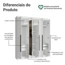 Ver imagem 4 de Guarda-roupa Casal 6 Portas Batentes com Espelho Saturno Madesa Branco/preto