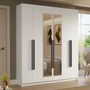 Ver imagem 1 de Guarda-roupa Casal 6 Portas Batentes com Espelho Saturno Madesa Branco/preto