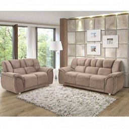 Conjunto Sofá 2 e 3 Lugares Suede Amassado Cordoba Hellen Estofados Castor - 1 Conjunto Sofá 2 e 3 Lugares Suede Amassado Cordoba Hellen Estofados Castor - 1