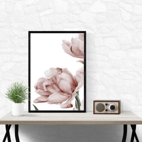 Quadro Foto Flor Moderna Rosê 24x18cm:moldura Branca