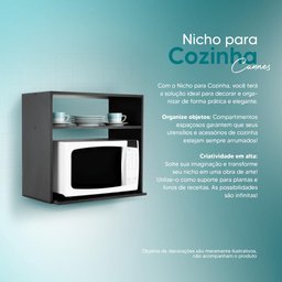 Nicho Organizador Suporte para Microondas Forno Elétrico 60cm Preto - 5