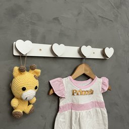 Cabideiro de Parede Infantil Coração Suporte Gancho Roupas:branco - 2