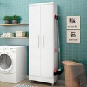 Ver imagem 1 de Armário Multiuso Siena 2 Portas C/ Gancho para Vassouras e Rodo Branco