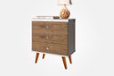 Ver imagem 1 de Mesa de Cabeceira Retrô com 3 Gavetas e Pés Palito – J&a Móveis:jequitiba/off White