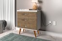 Ver imagem 2 de Mesa de Cabeceira Retrô com 3 Gavetas e Pés Palito – J&a Móveis:jequitiba/off White