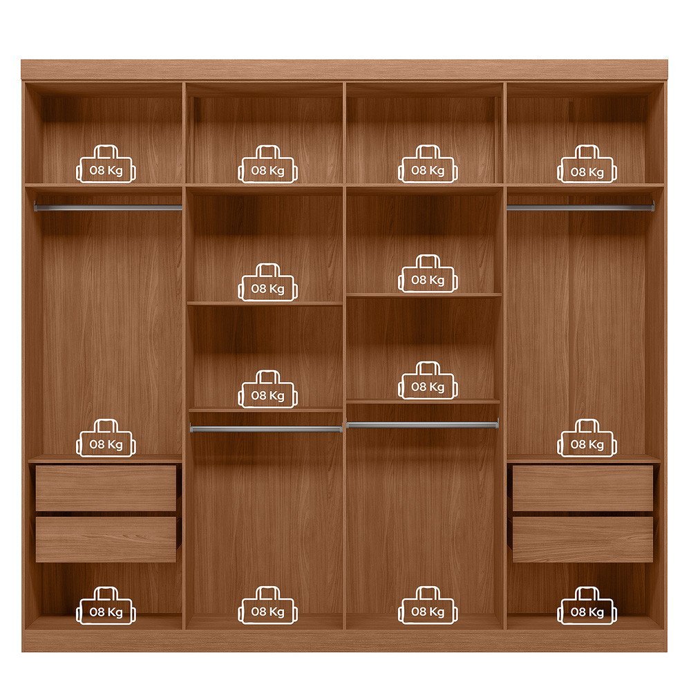 Guarda Roupa Casal Grande Master New 8 Portas 4 Gavetas Santos Andira - 5