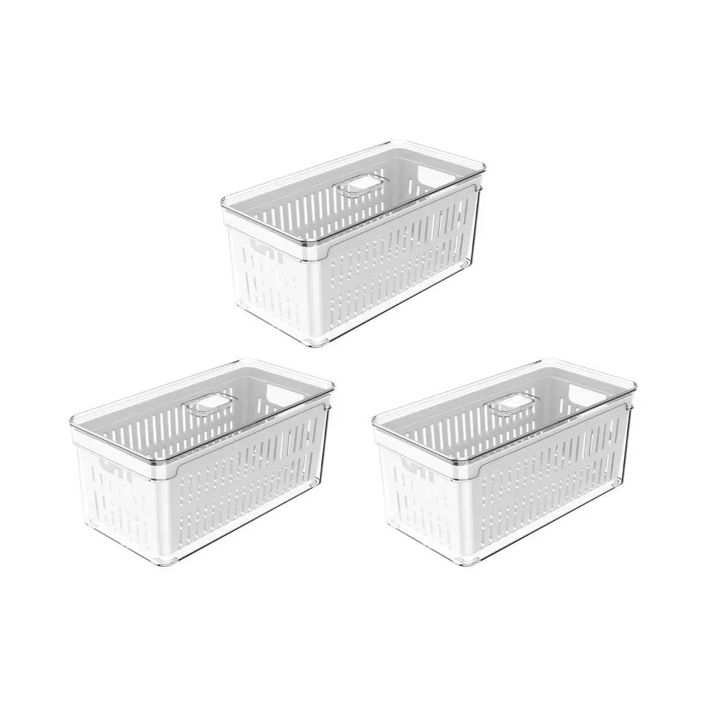 Kit 3 Caixa Organizadora Geladeira Frutas Verduras 5 Litros - 8
