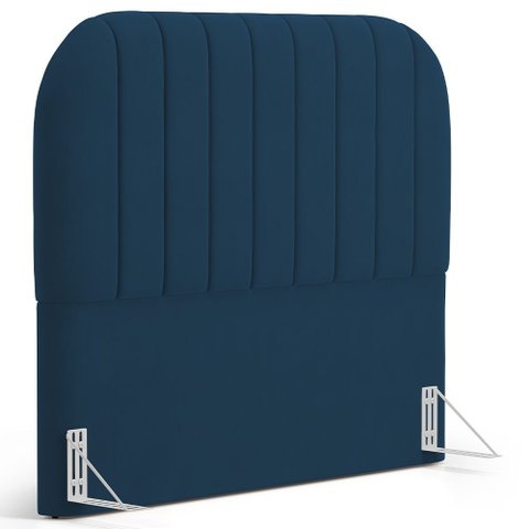 Cabeceira Cama Box Queen Estofada Orgânica 160cm Alice W01 Suede Azul Marinho - Lyam Decor
