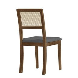 Kit 6 Cadeiras de Jantar Palha Estofadas Linho Cinza com Tela Sextavada Rubi Madeira Maciça Imbuia - 4