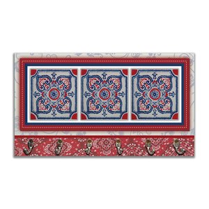 Cabideiro de Parede Porta Colar Chaves Cintos Toalhas - Azulejo Vermelho