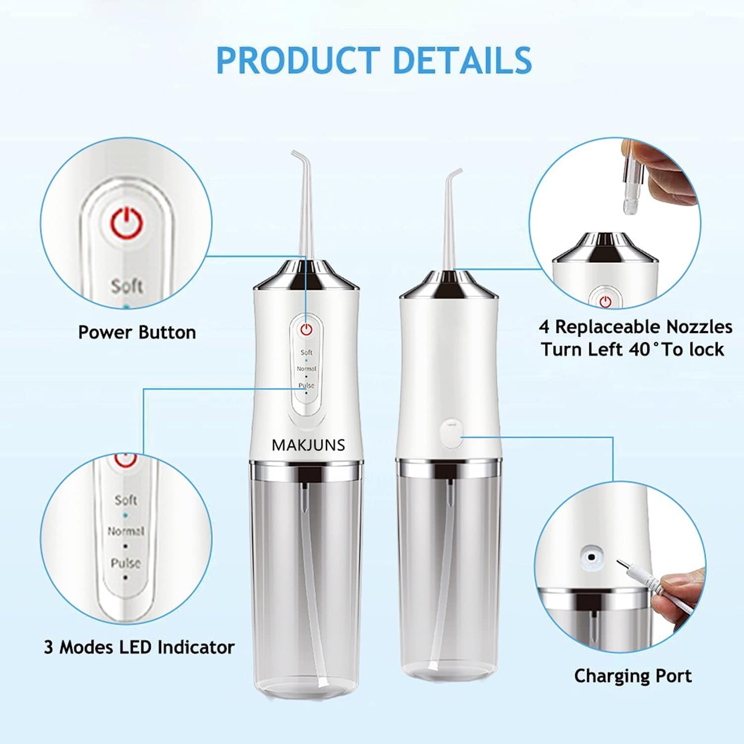 Irrigador Bucal Portátil Prova D Agua Limpeza Oral Dental Power Floss