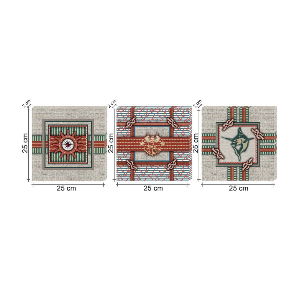 Conjunto Kit com 3 Quadros Náuticos Decorativos Linha Náutica Marinheiro Mar 5 - 2