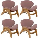 Ver imagem 1 de Kit 4 Poltronas Decorativa Orgânica Sala Living Kadosh L02 Suede Rosê - Lyam Decor