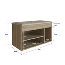 Ver imagem 4 de Sapateira Baú com Tampo Estofado 81cm 03 Nichos Linha Sp Sp080 Completa Móveis - Oak