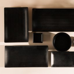 Kit 10 Travessas de Melamina para Comida Japonesa Sushi Sashimi Pratos Retangulares Pretos Lyor - 4