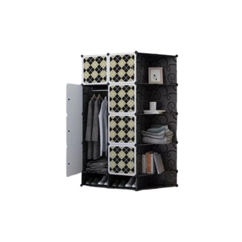Guarda-roupa Modular com Cabideiro, Sapateira e Prateleira Desmontável