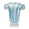 Vaso em Cristal Murano Trouxinha Leque - Azul Tiffany - 1