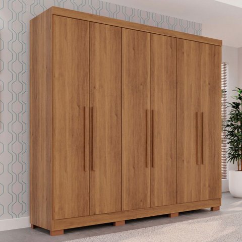 Guarda-roupa Casal Pinheiro 6 Portas 2 Gavetas Cinamomo - Pnr Móveis
