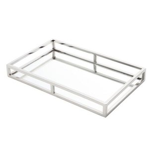 Bandeja Retangular de Aço Inoxidável Mirror com Fundo Espelhado