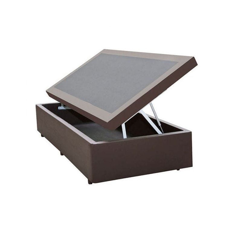 Base Box Baú Solteiro Corino Marrom com Pistao a Gás 41x88x188cm