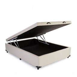 Base Box Baú Casal em Corino Bege com Pistão a Gás - 41x138x188cm - 1
