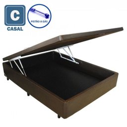 Base Box Baú Casal em Corino Marrom com Pistão a Gás - 41x138x188cm - 1