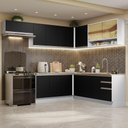 Ver imagem 1 de Armário de Cozinha Completa de Canto 469cm Branco/Preto Glamy Madesa 01
