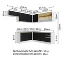 Ver imagem 4 de Armário de Cozinha Completa de Canto 469cm Branco/Preto Glamy Madesa 01