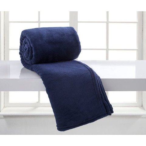 Manta Solteiro Microfibra Home Design Marinho - Corttex