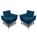Ver imagem 6 de Kit C-2 Poltronas Opala + 01 Puff Opala Elegante Suede Azul Marinho