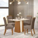 Ver imagem 1 de Conjunto Sala de Jantar Layla Style 4 Lugares Tampo MDF Cadeiras Suede Amêndoa 120cm Casa 812