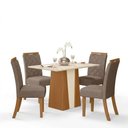 Ver imagem 6 de Conjunto Sala de Jantar Layla Style 4 Lugares Tampo MDF Cadeiras Suede Amêndoa 120cm Casa 812