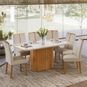 Ver imagem 2 de Conjunto Sala de Jantar Mesa Serena 160x90 6 Cadeiras Serena Ype/offwhite/bouclé Gelo