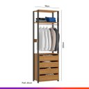 Ver imagem 2 de Guarda Roupa Closet Aberto Modulado Estilo Industrial Carvalho/Cinza Cabideiro 6 Gv MDP - PRIME