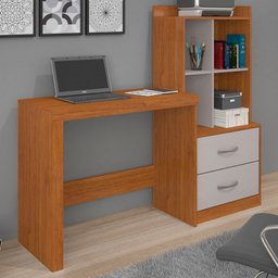 Mesa Escrivaninha Alana 2 Gavetas Cinamomo/off White - Jcm Móveis - 1