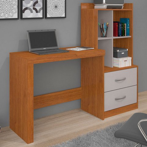 Mesa Escrivaninha Alana 2 Gavetas Cinamomo/off White - Jcm Móveis